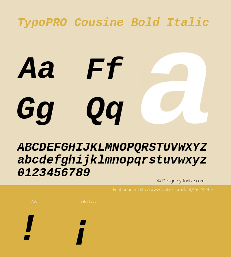 TypoPRO Cousine Bold Italic Version 1.21 Font Sample
