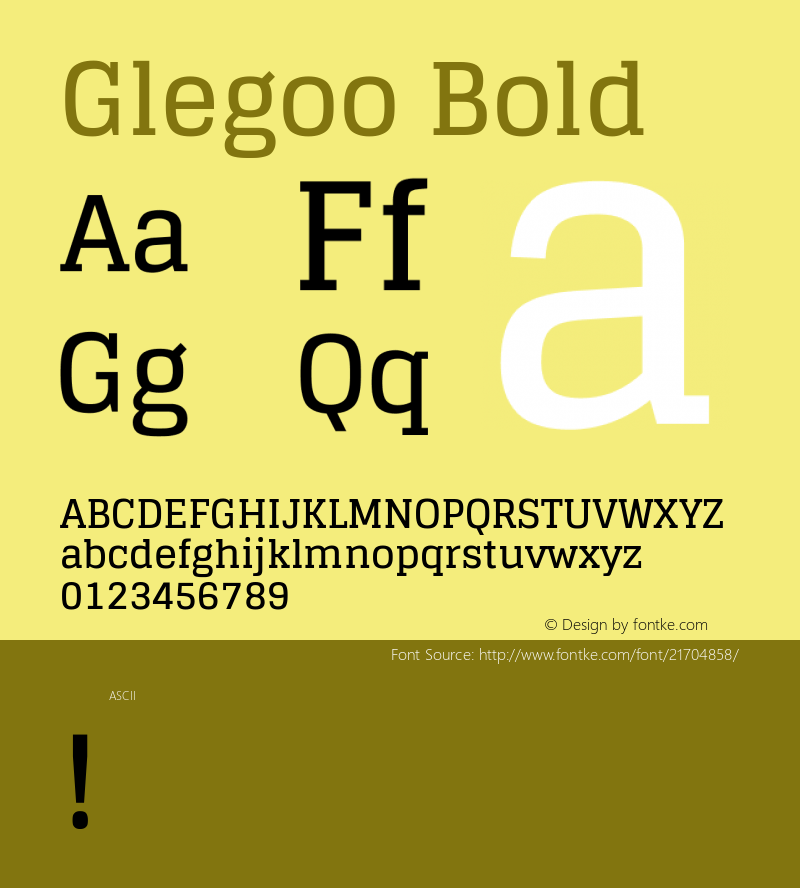 Glegoo Version 1.0 Font Sample