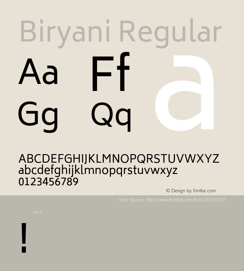 Biryani Version 1.0 Font Sample