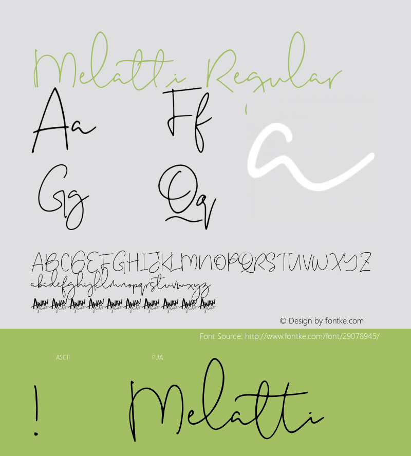 Melatti Version 1.000 Font Sample