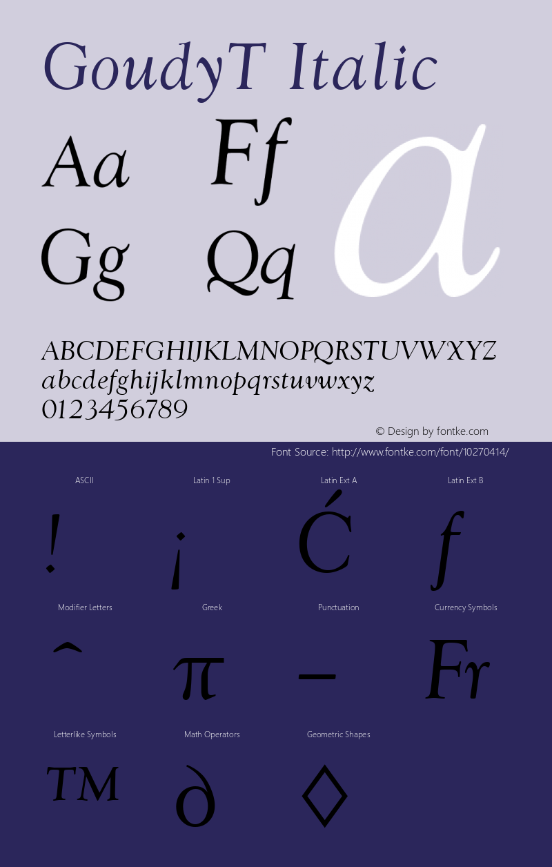 GoudyT Italic Version 001.005 Font Sample