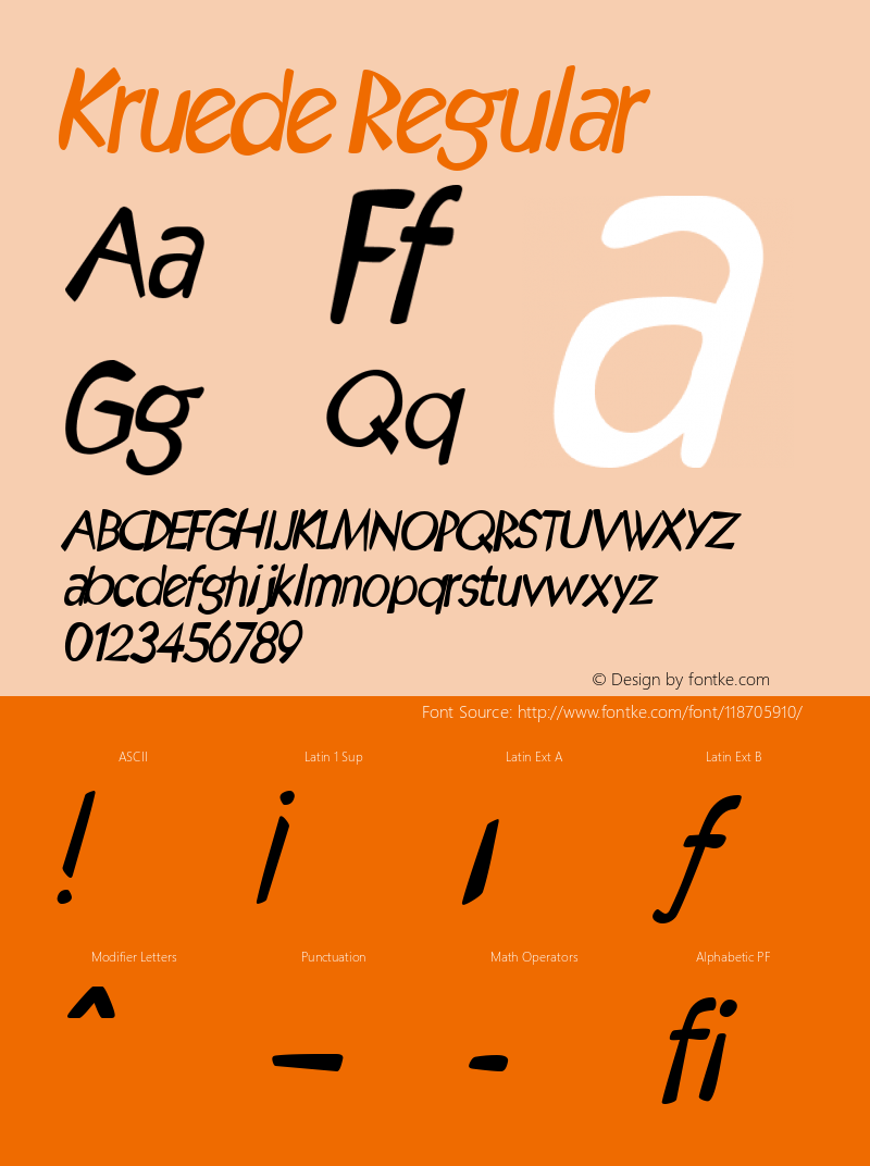 Kruede W05 Light Oblique Version 4.70 Font Sample