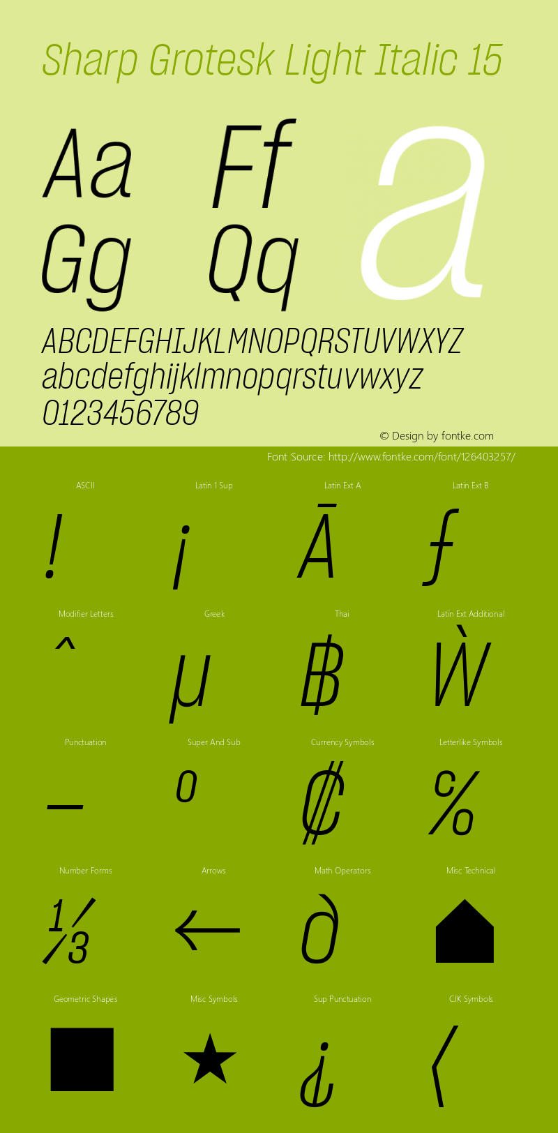 Sharp Grotesk Light Italic 15 Version 1.003 Font Sample