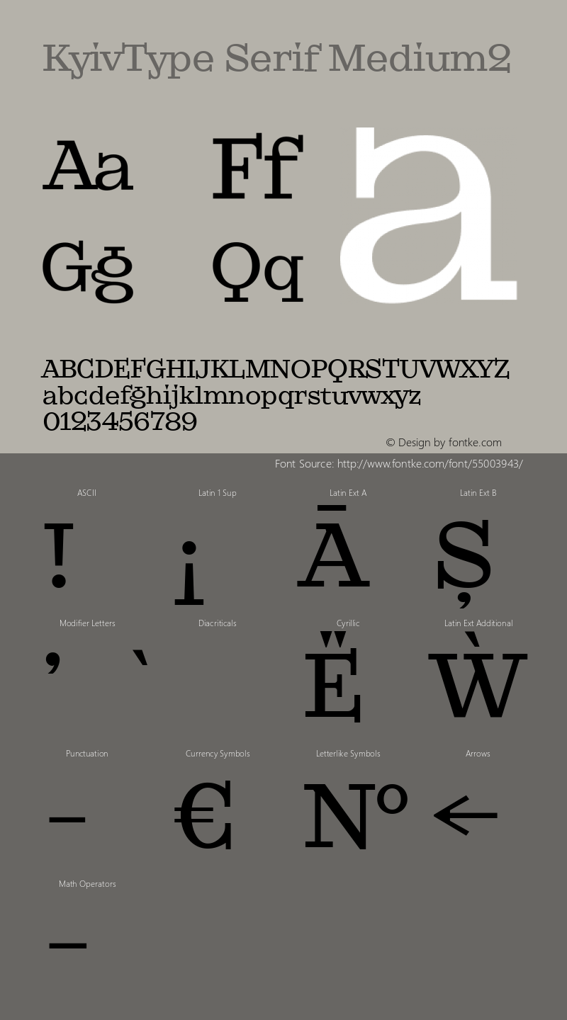 KyivType Serif Medium2 Version 1.001 Font Sample