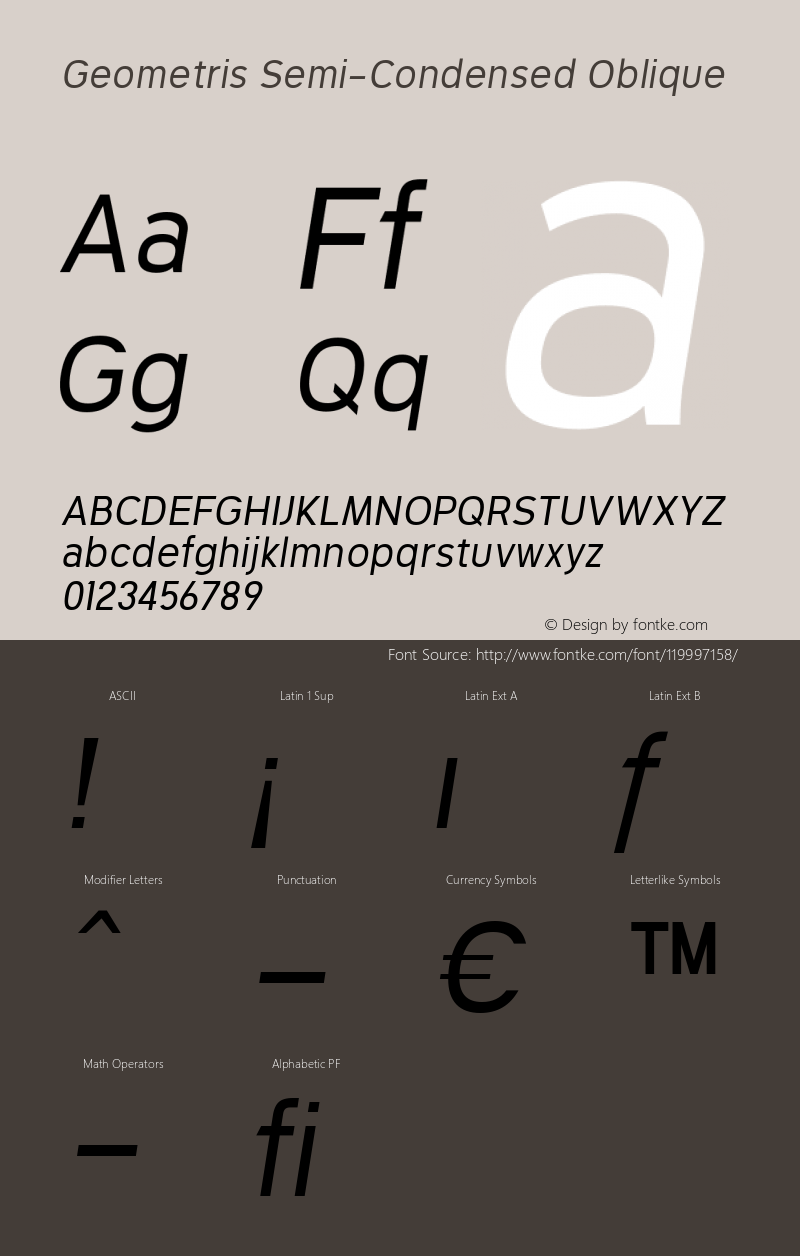 Geometris Semi-Condensed Oblique 001.000 Font Sample