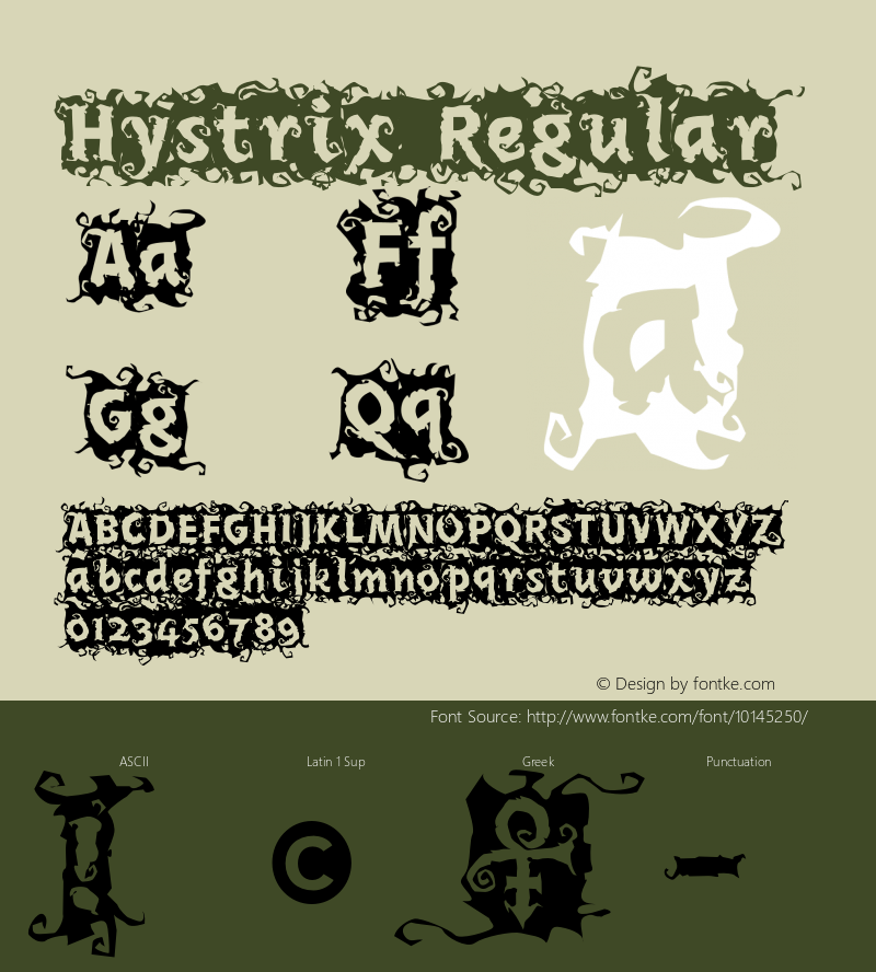 Hystrix Regular Version 1.000;PS 001.000;hotconv 1.0.38 Font Sample