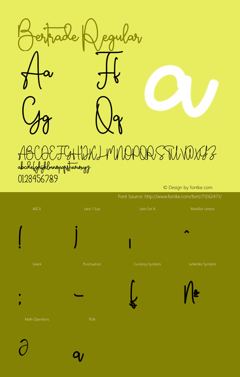 Bertrade Version 1.00;January 26, 2020;FontCreator 12.0.0.2525 64-bit Font Sample