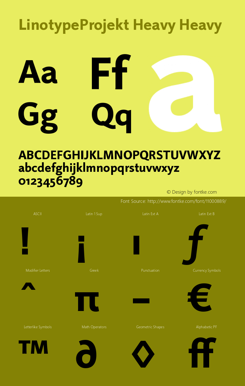 LinotypeProjekt Heavy Heavy Version 001.000 Font Sample