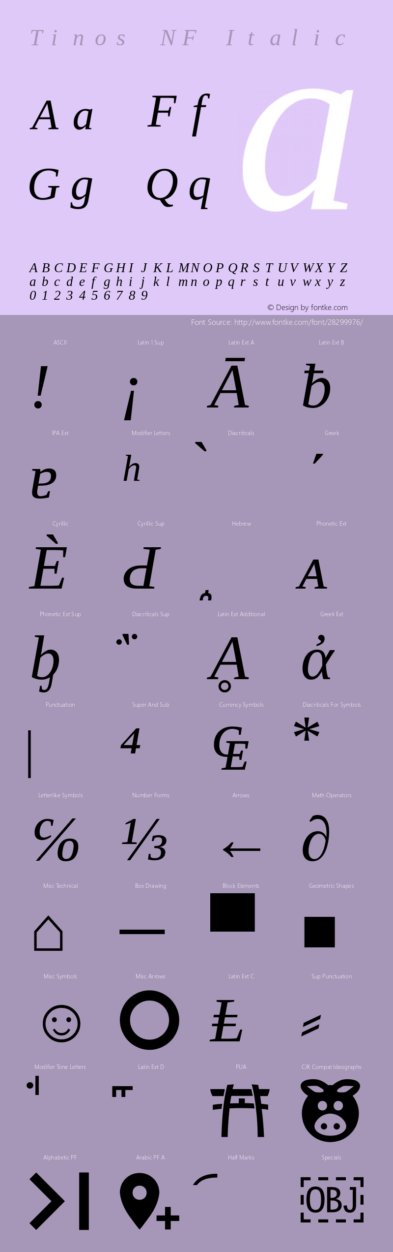 Tinos Italic Nerd Font Complete Mono Windows Compatible Version 1.23 Font Sample