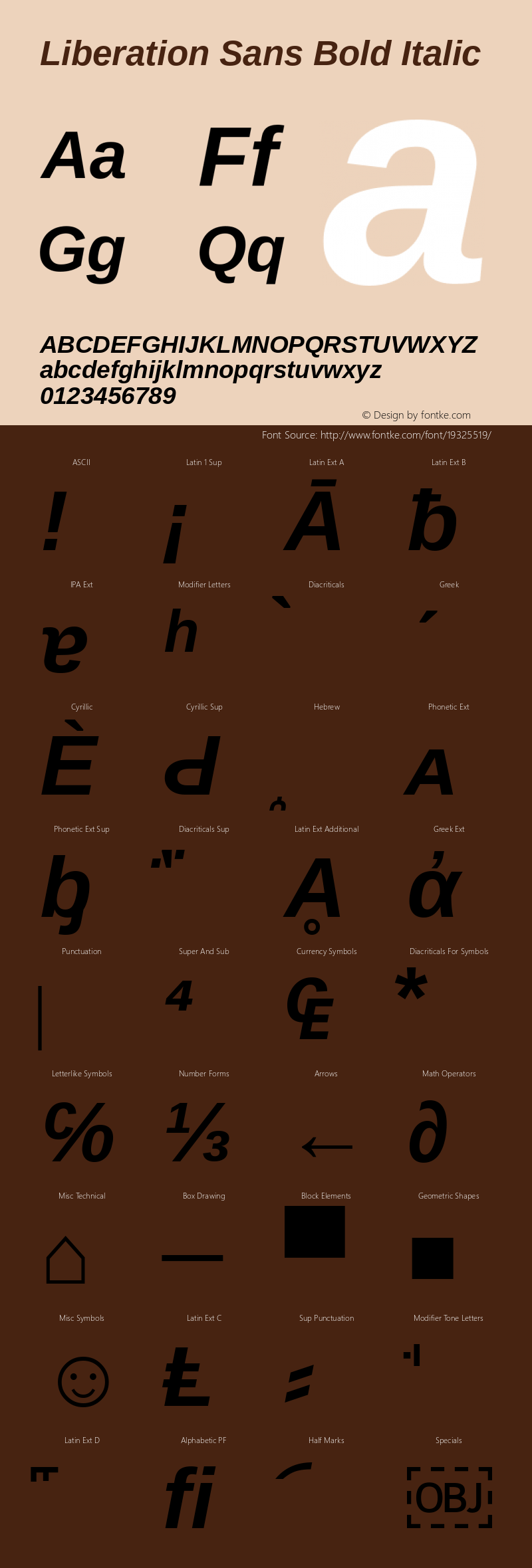 Liberation Sans Bold Italic Version 2.00.1 Font Sample