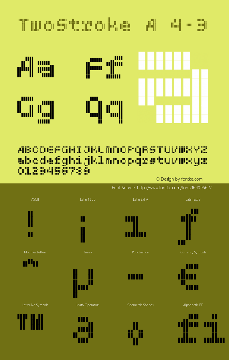 TwoStroke A 4-3 Version 1.000 Font Sample