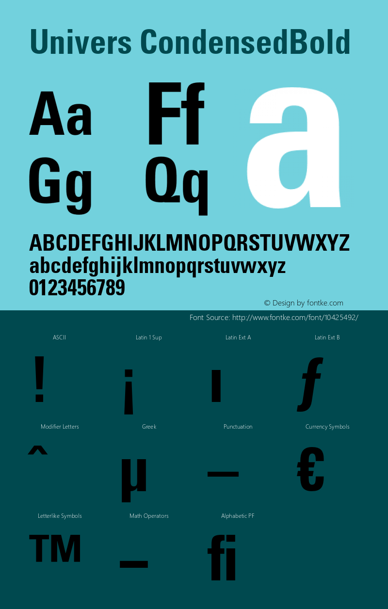 Univers CondensedBold Version 001.002 Font Sample