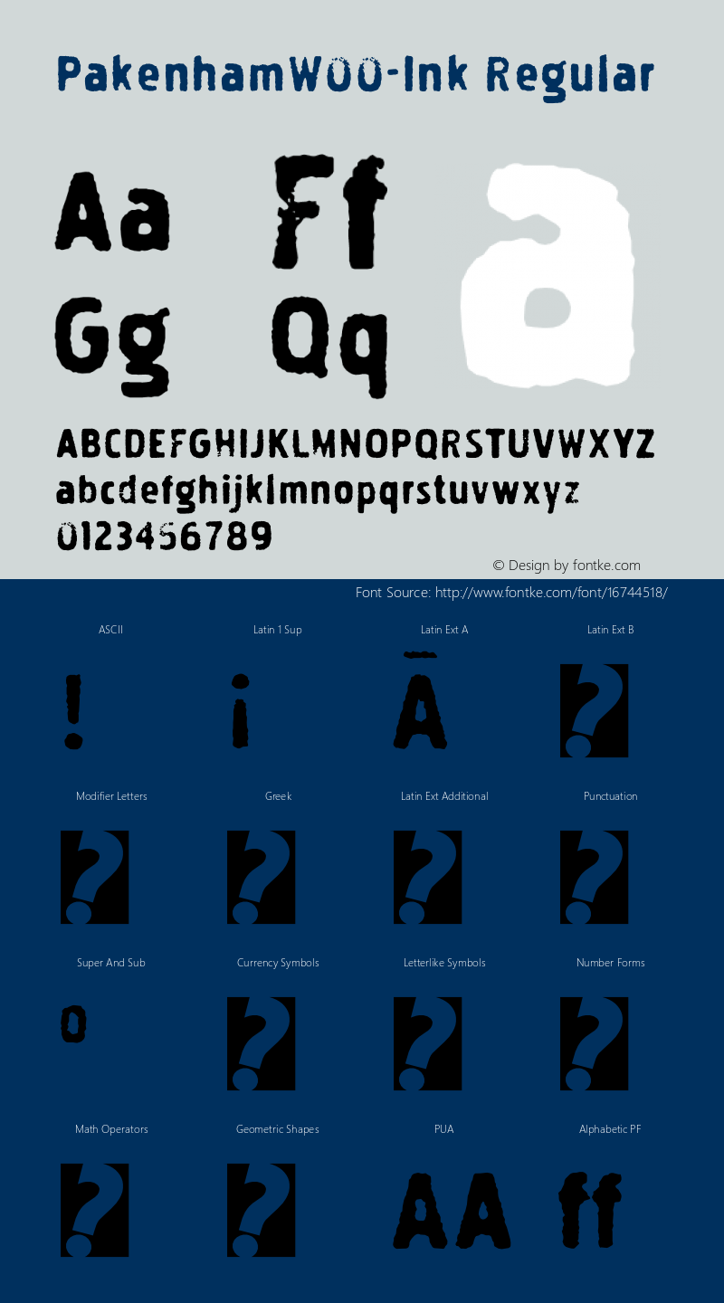 PakenhamW00-Ink Regular Version 3.00 Font Sample