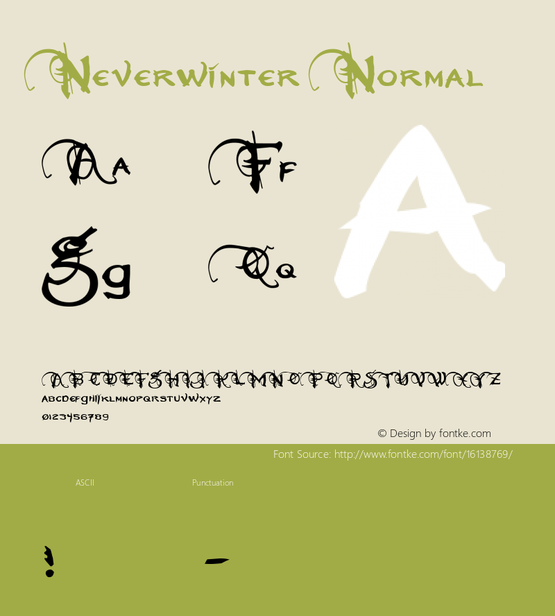 Neverwinter Normal Macromedia Fontographer 4.1 8/15/2001 Font Sample