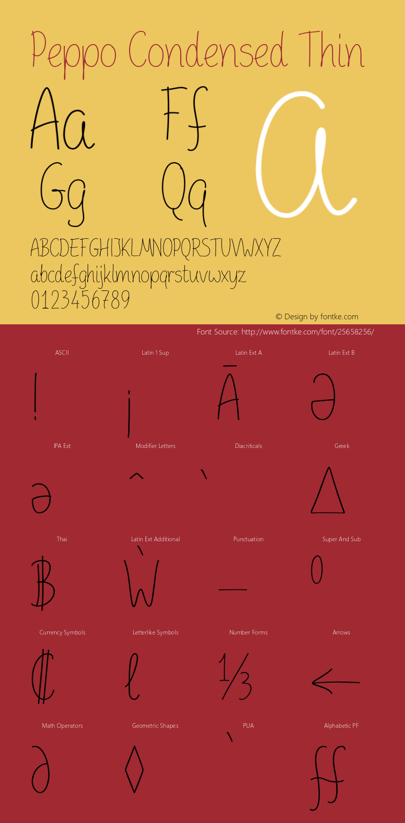 Peppo-CondensedThin Version 1.000 Font Sample