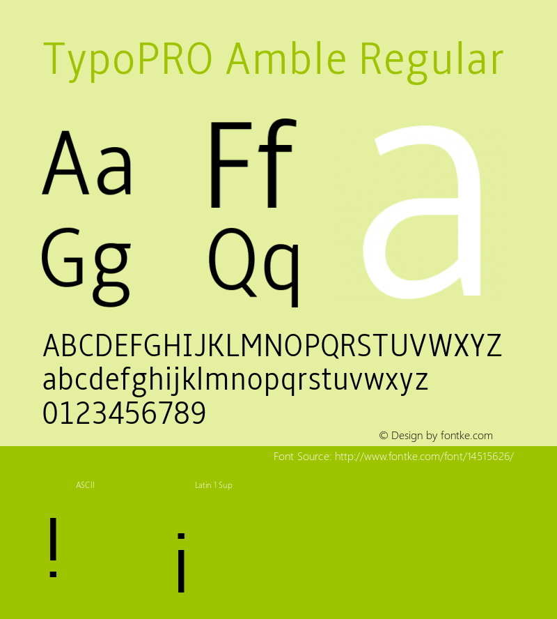 TypoPRO Amble Regular Version 1.00000; 2009 Font Sample