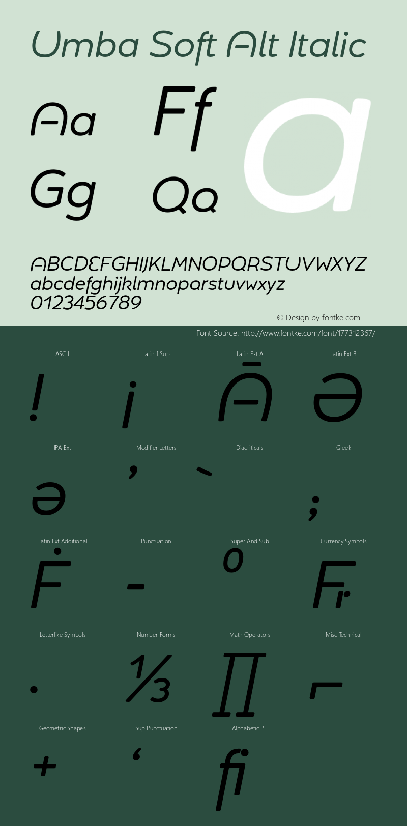 Umba Soft Alt Italic Version 2.020;PS 002.020;hotconv 1.0.88;makeotf.lib2.5.64775图片样张