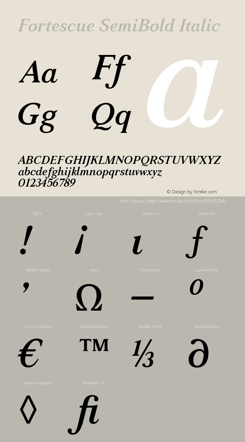 Fortescue SemiBold Italic Version 1.000; ttfautohint (v1.5) Font Sample