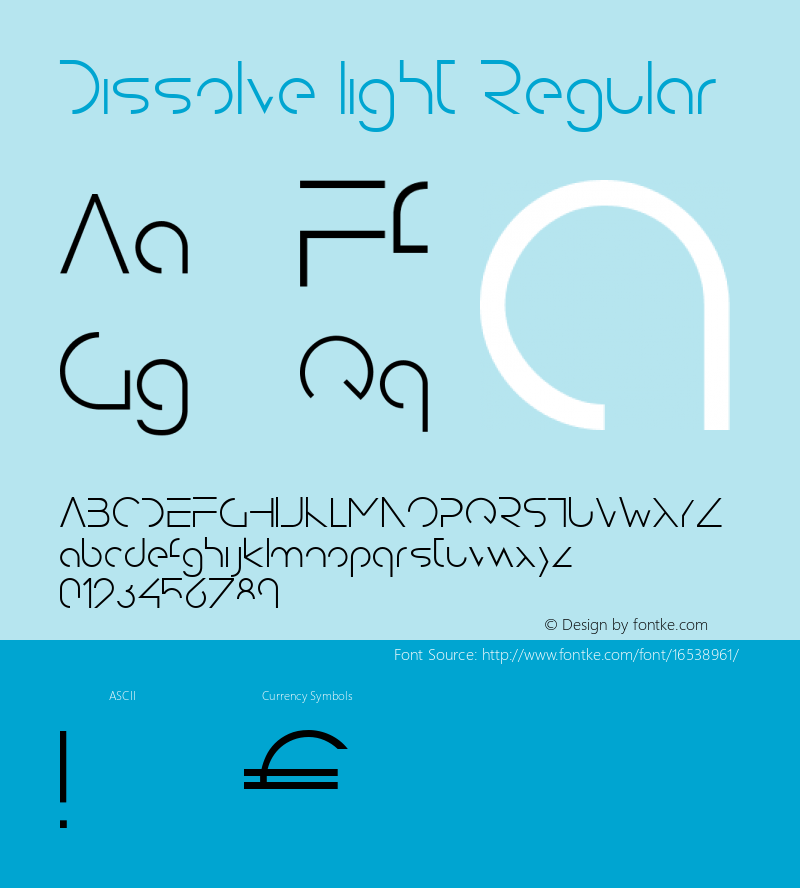 Dissolve light Regular Unknown Font Sample