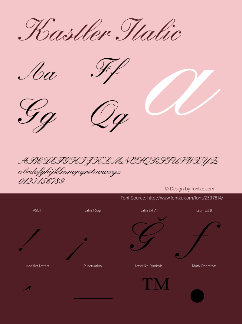 Kastler Italic v1.0c Font Sample