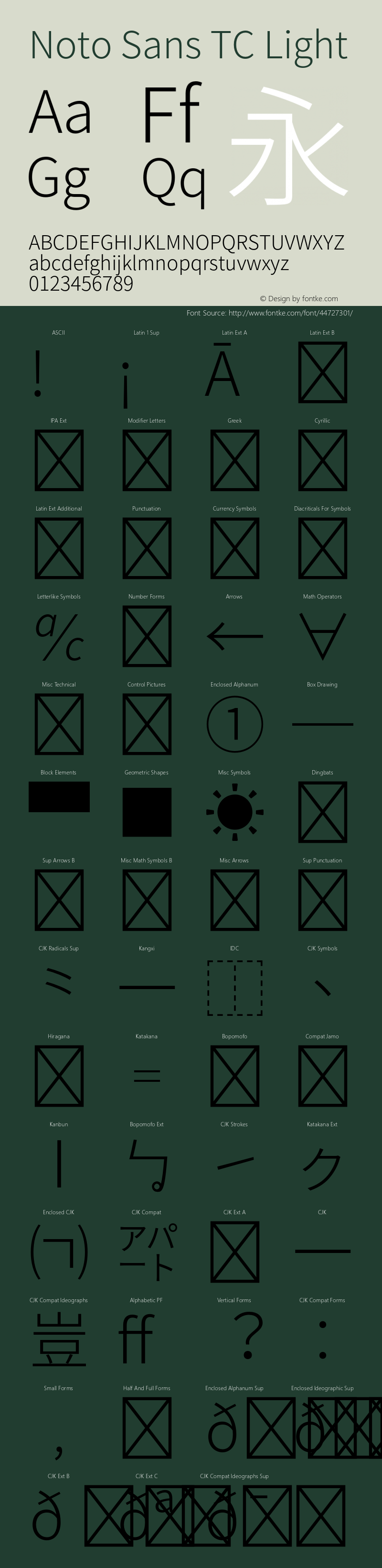 Noto Sans TC Light Version 1.004;PS 1.004;hotconv 1.0.82;makeotf.lib2.5.63406 Font Sample