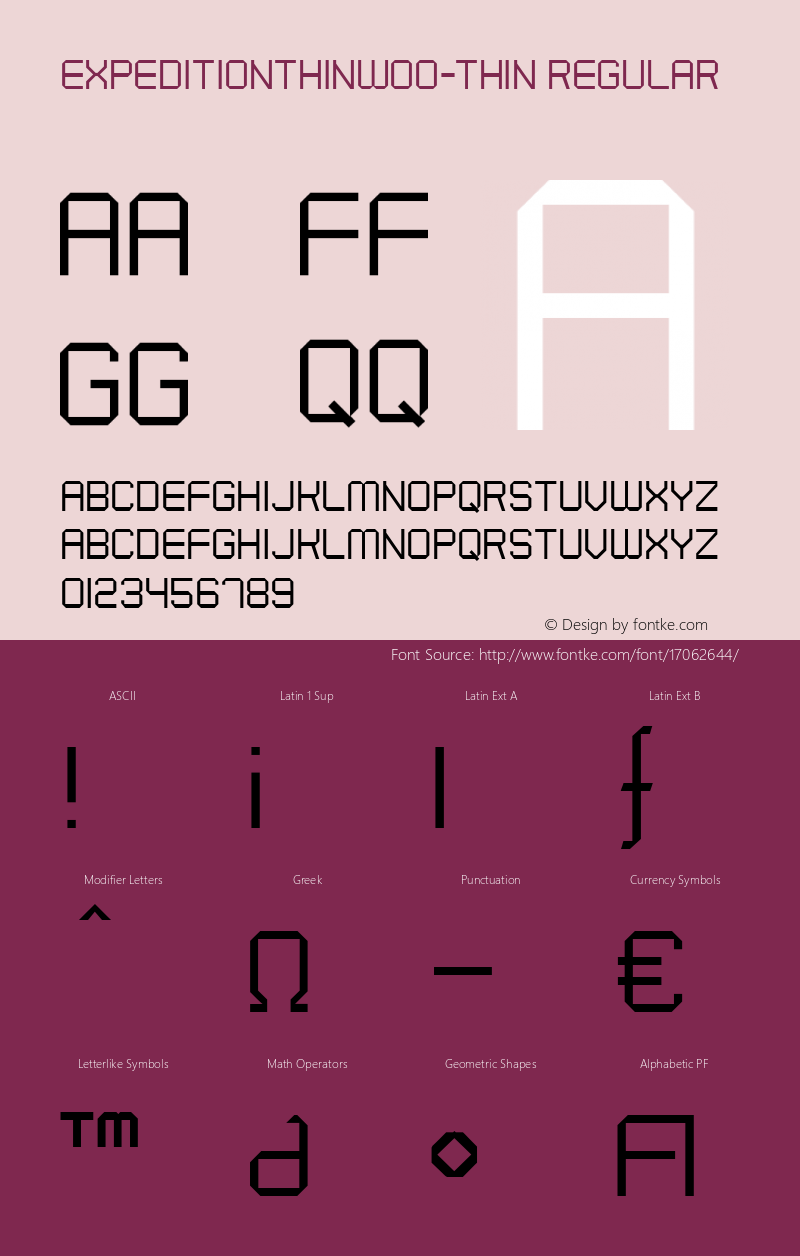 ExpeditionThinW00-Thin Regular Version 1.00 Font Sample