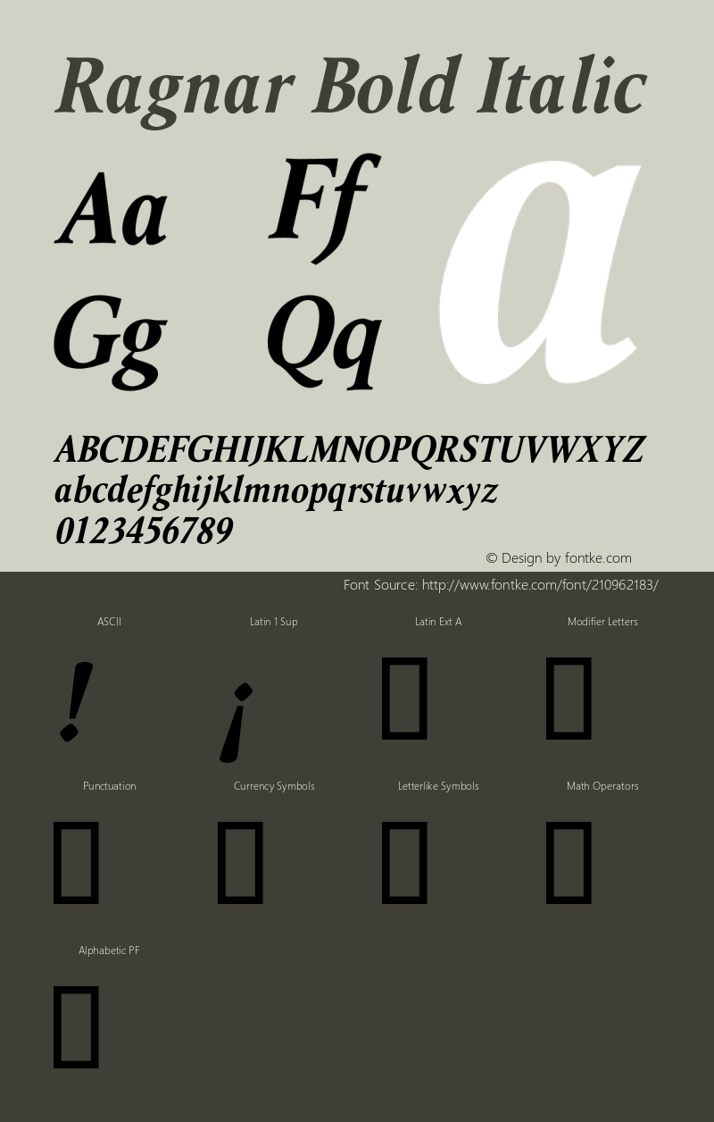 Ragnar Bold Italic Version 1.00图片样张