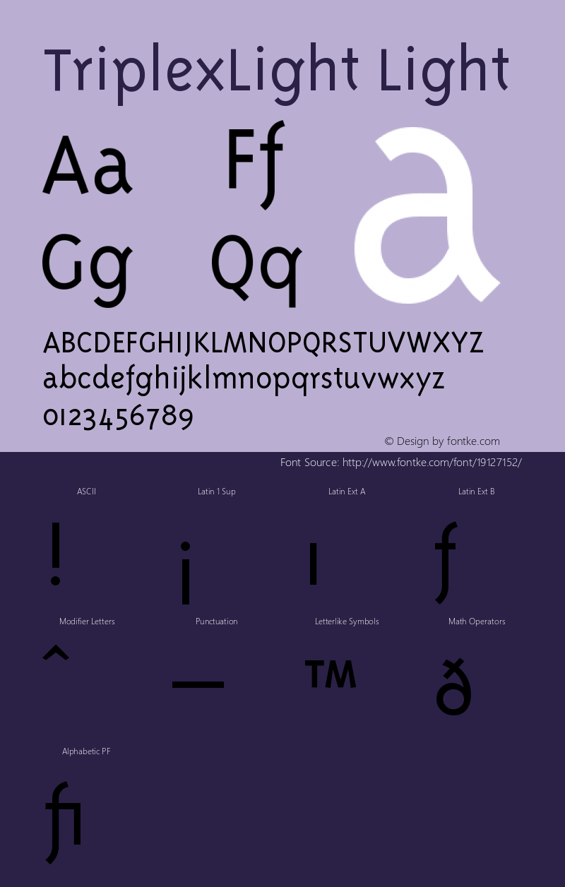 TriplexLight Version 001.001 Font Sample