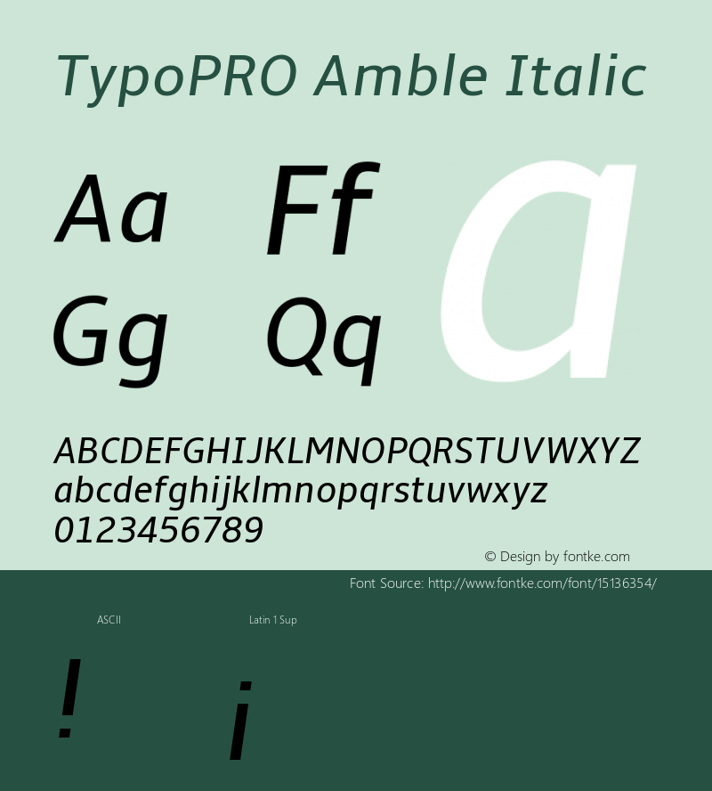 TypoPRO Amble Italic Version 1.00000; 2009 Font Sample