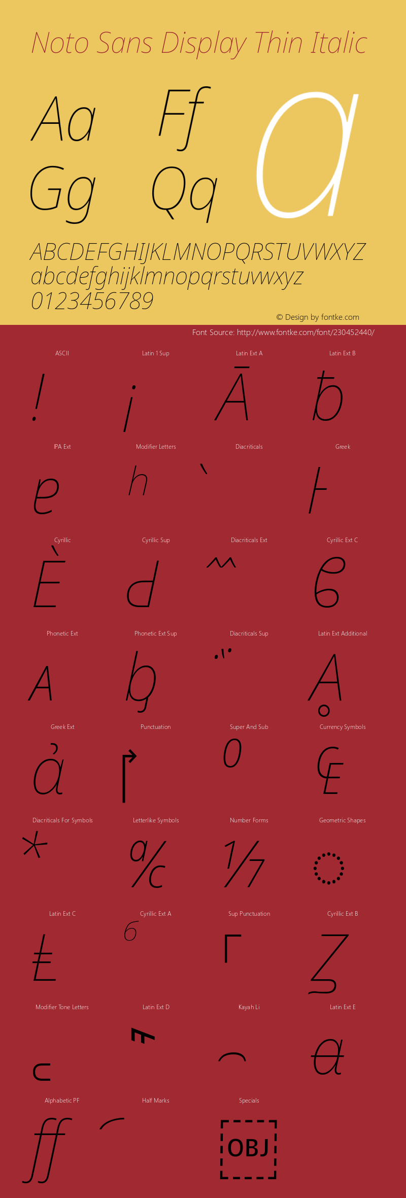 Noto Sans Display Thin Italic Version 2.008图片样张