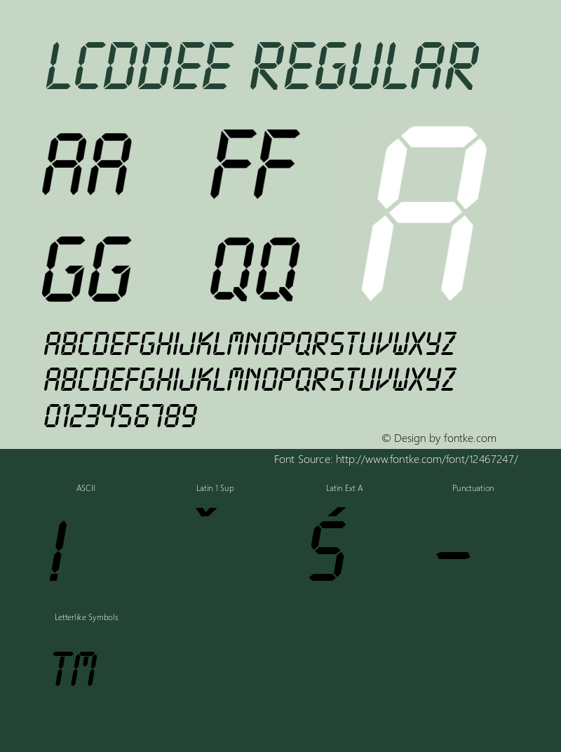 LcdDEE Regular Version 001.005 Font Sample