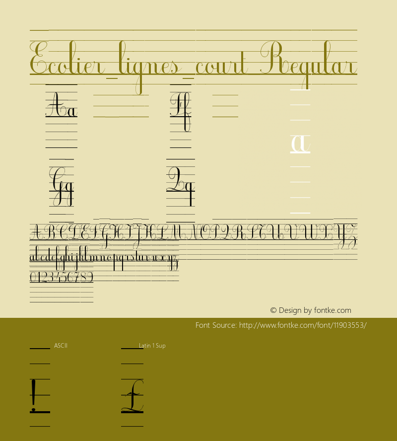 Ecolier_lignes_court Regular Version 1.00 Font Sample