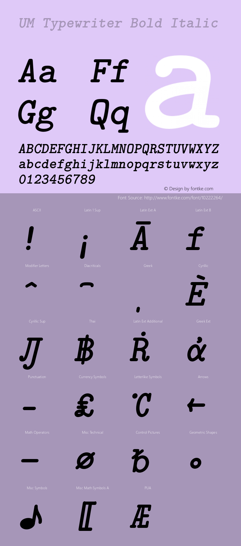 UM Typewriter Bold Italic 001.000 Font Sample