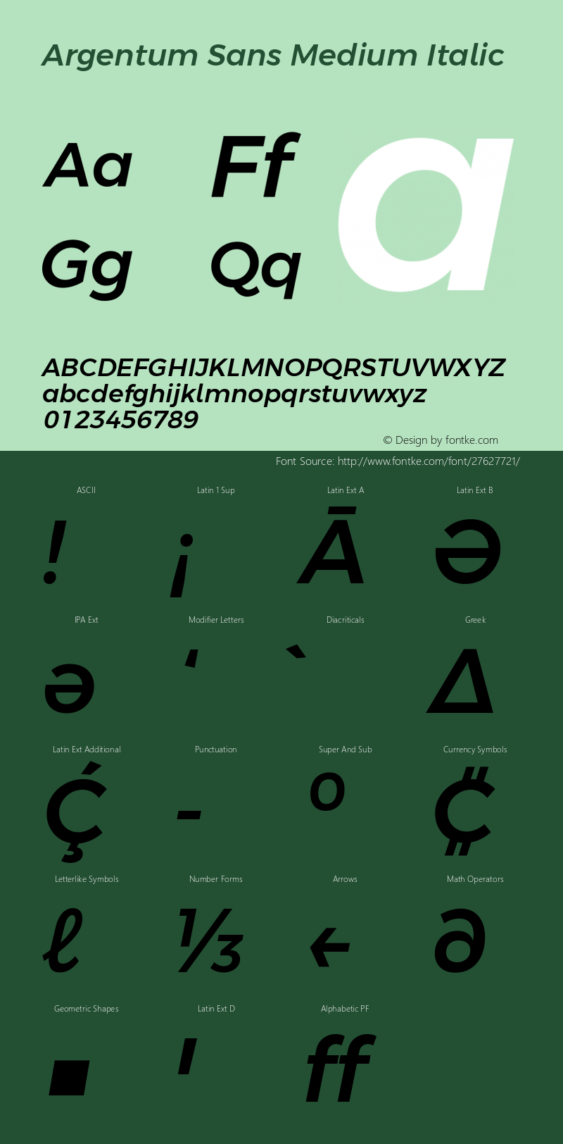 Argentum Sans Medium Italic Version 1.000; ttfautohint (v1.5.65-e2d9) Font Sample
