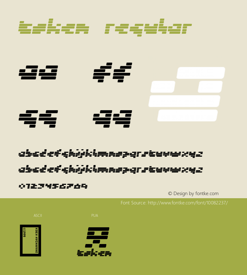 Token Regular 1999; 1.1 Font Sample