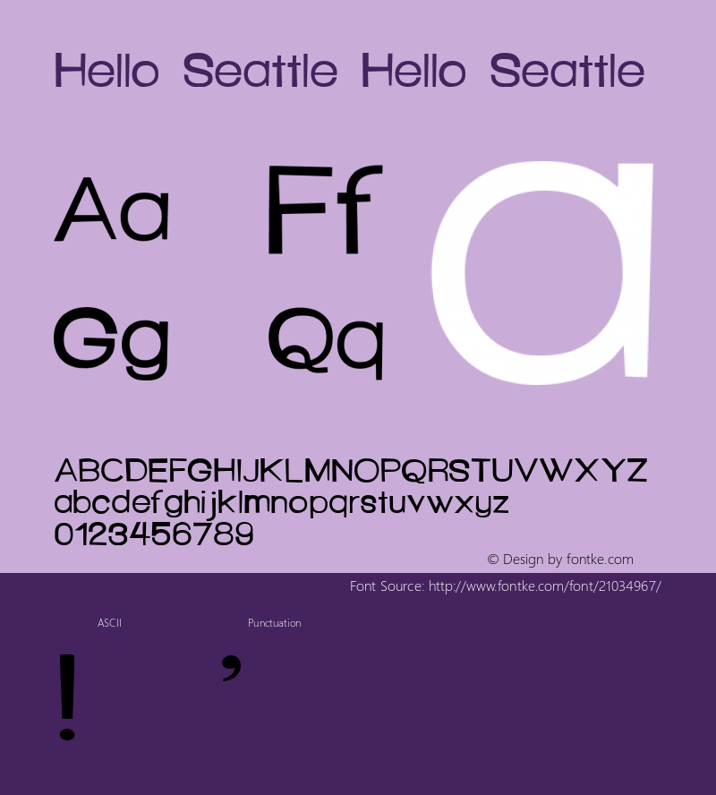 Hello Seattle Version 1.000 Font Sample