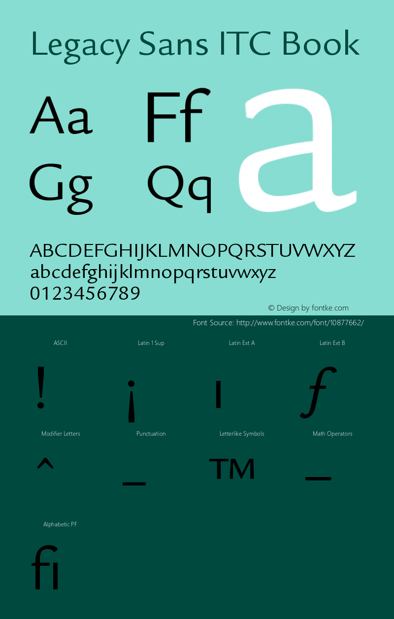 Legacy Sans ITC Book Version 001.005 Font Sample