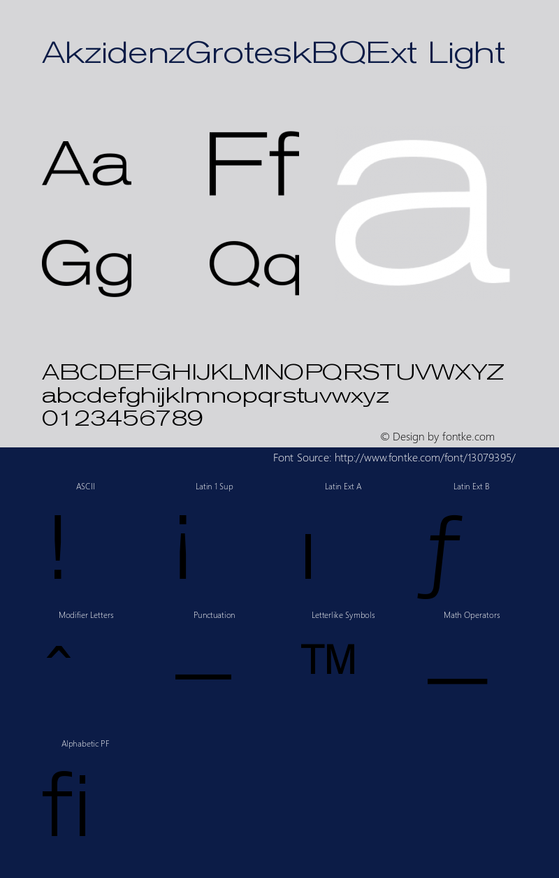 AkzidenzGroteskBQExt Light Version 001.000 Font Sample