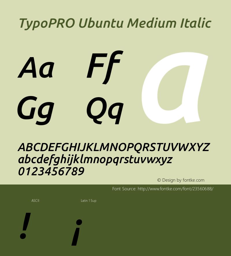 TypoPRO Ubuntu Medium Italic 0.83 Font Sample