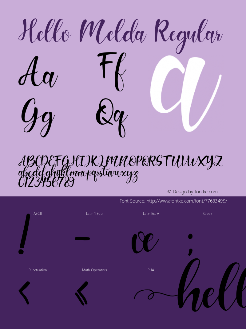 Hello Melda Version 1.00;September 22, 2020;FontCreator 11.5.0.2427 32-bit Font Sample