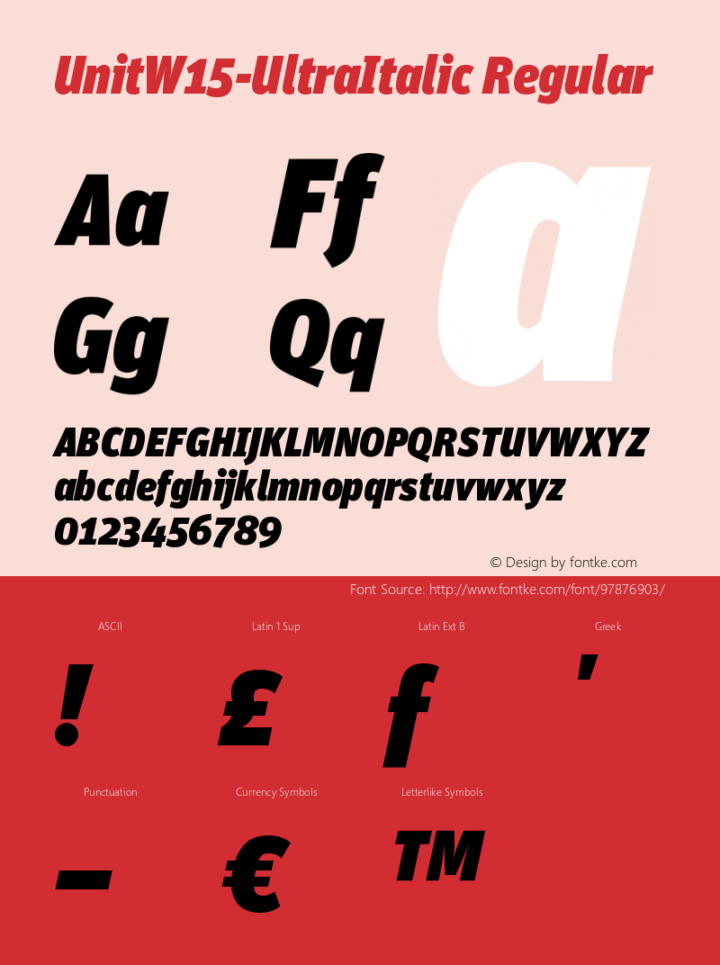 Unit W15 Ultra Italic Version 7.60 Font Sample