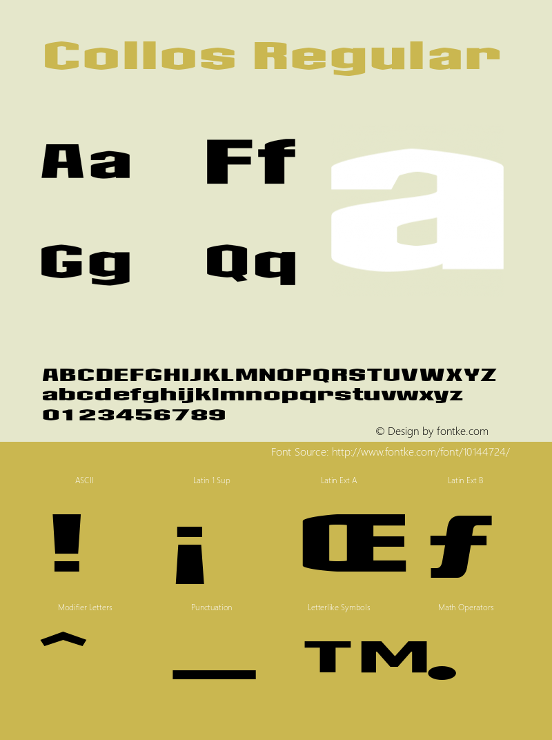 Collos Regular Version 001.000 Font Sample