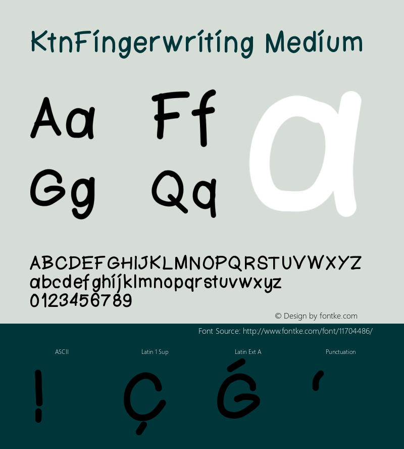 KtnFingerwriting Medium Version 001.000 Font Sample