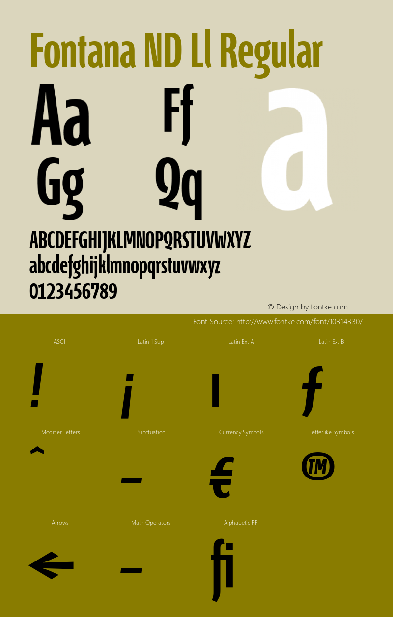 Fontana ND Ll Regular Version 001.002 Font Sample