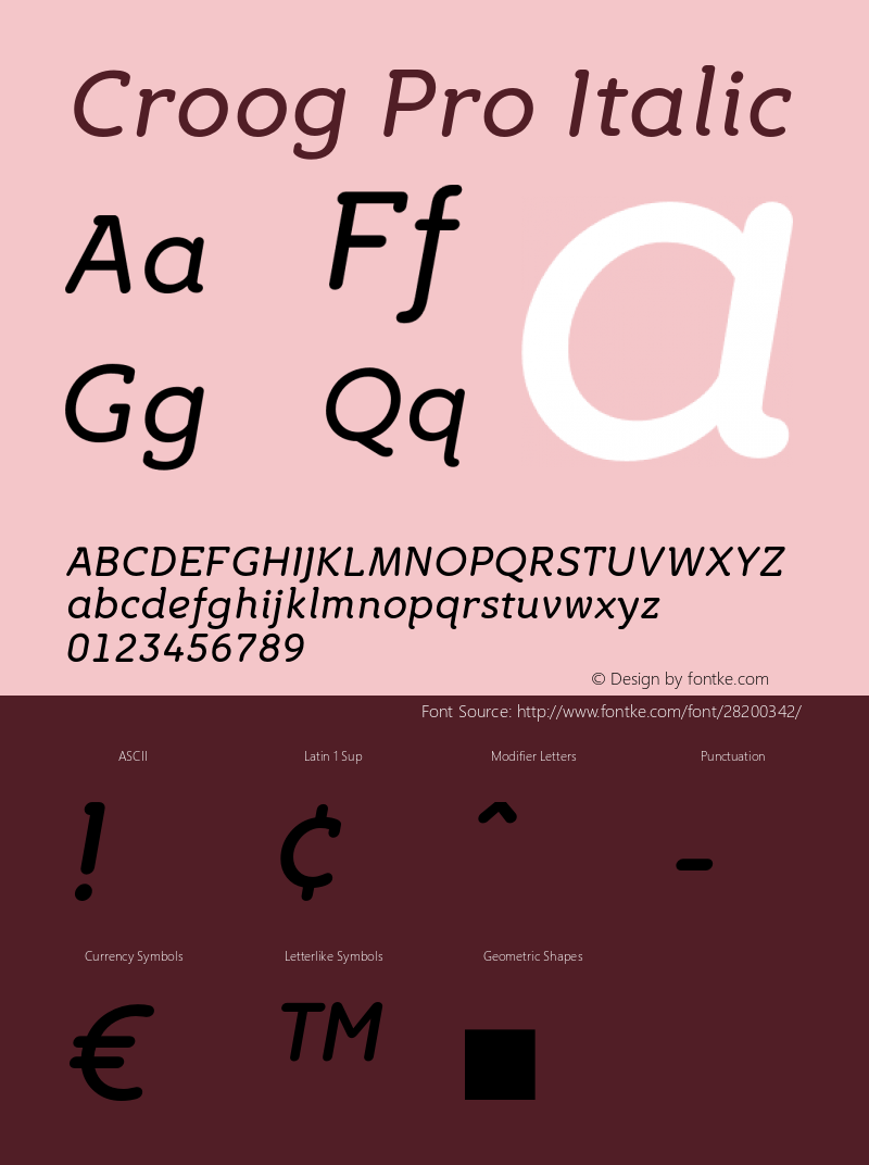 CroogPro-Italic Version 2.000 Font Sample