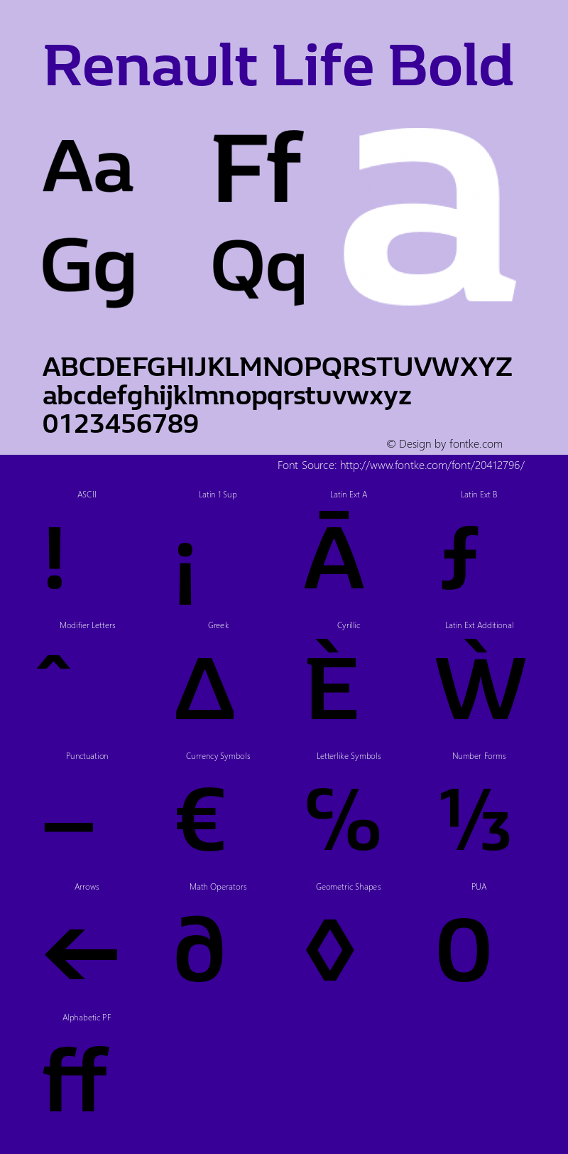 RenaultLife-Bold Version 1.000 Font Sample