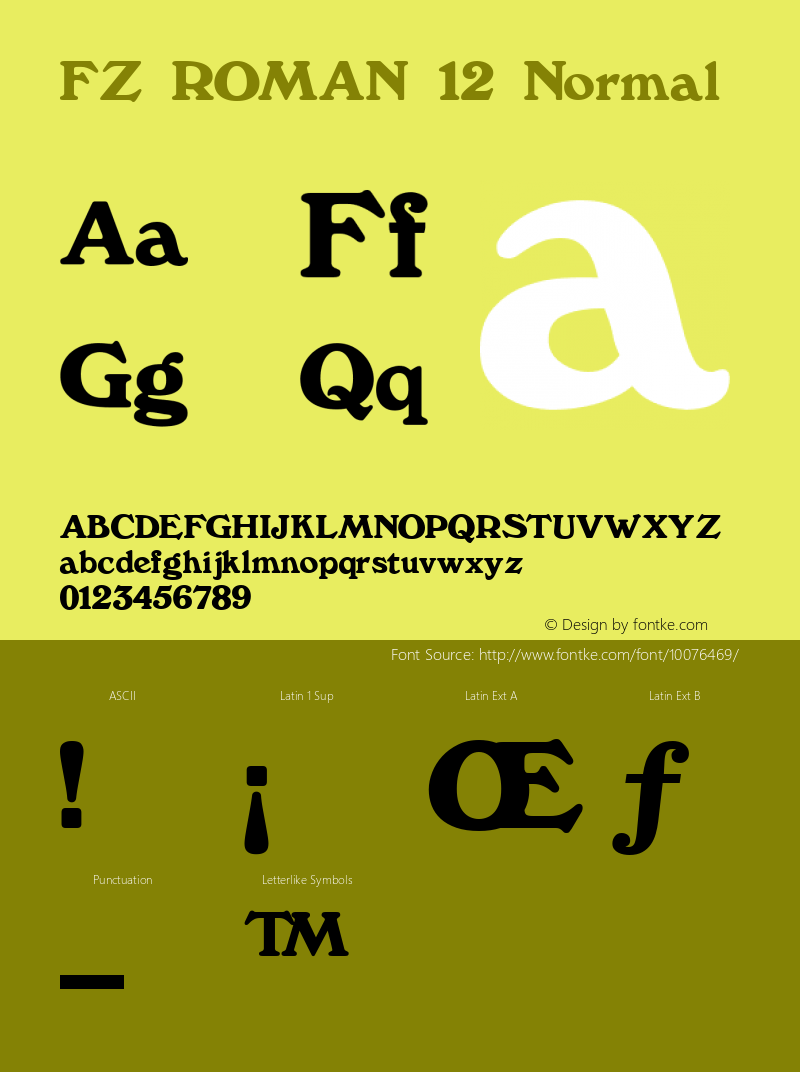 FZ ROMAN 12 Normal 1.000 Font Sample