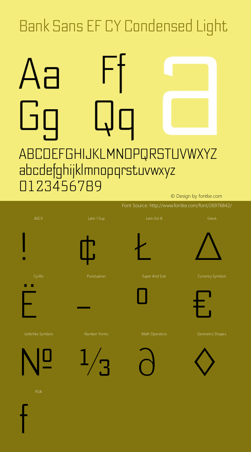 BankSansEFCY-LigCon Version 1.1 | wf-rip DC20160620 Font Sample