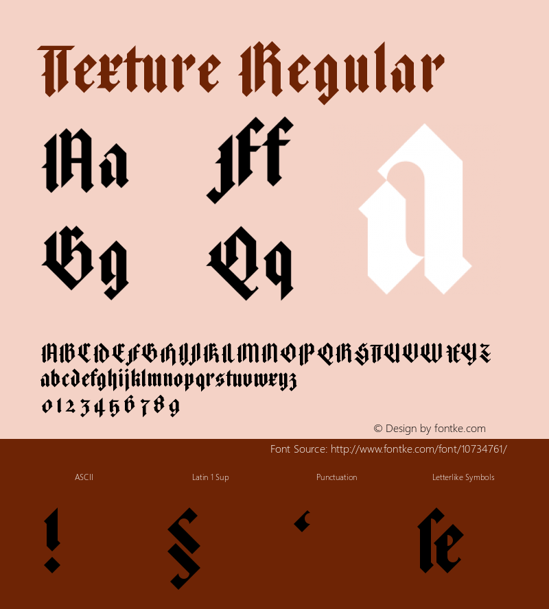 Texture Regular Version 1.0 Font Sample