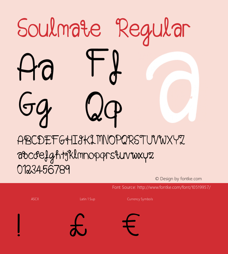 Soulmate Regular Unknown Font Sample